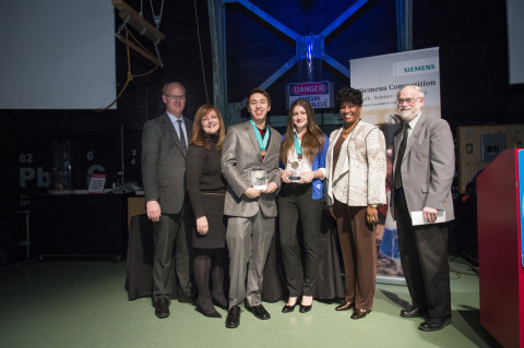 William Crugnola and Ekaterina (Katie) Mazalkova are the team winners of the Siemens Competition regional event held at Carnegie Mellon University. They advance to the National Finals in Washington, D.C. (Photo: Business Wire)