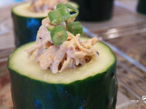 For a delicious diabetes and dialysis-friendly holiday appetizer the whole family will love, try these Buffalo Chicken Salad Stuffed Cucumber Cups from Chef Aaron McCargo, Jr. and Fresenius Medical Care. (Photo: Business Wire)