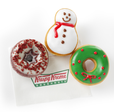 Krispy Kreme Snowman, Holiday Sprinkles, Red Velvet Cake and Wreath Doughnuts are perfect for sharing, celebrating and creating joyful memories as you deck the halls with family and friends. Available now through December 28, 2014 at participating Krispy Kreme US and Canadian locations. (Photo: Business Wire)
