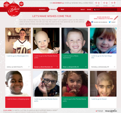 Visit www.macysbelievetogether.com to see and share as Macy's and Make-A-Wish bring wishes to life on National Believe Day (Friday, Dec. 12) (Graphic: Business Wire)