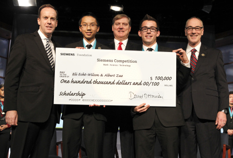 Albert Zuo and Eli Echt-Wilson are the team category winners of the 2014 National Siemens Competition in Math, Science & Technology, the nation's premier research competition for high school students. They receive a $100,000 college scholarship. (Photo: Business Wire)