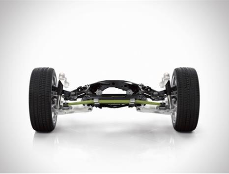 The rear axle of the new Volvo XC90 features a new transverse leaf spring, made of lightweight composite material. BENTELER-SGL mass-produces the composite leaf springs for the rear suspension using Loctite Matrix resin from Henkel. (Photo: Business Wire)