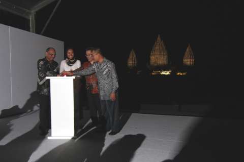 The lighting ceremony by representatives of four parties which are the government of Indonesia, UNESCO Jakarta Office, PT. Taman and Panasonic (Photo: Business Wire)