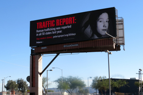 Clear Channel Outdoor, Polaris, & McCain Institute anti-human trafficking campaign on a billboard in Phoenix (Photo: Business Wire)