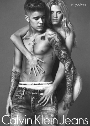 CALVIN KLEIN JEANS AND CALVIN KLEIN UNDERWEAR BRING TOGETHER GLOBAL SUPERSTAR JUSTIN BIEBER AND SUPERMODEL LARA STONE (C) Mert Alas and Marcus Piggott