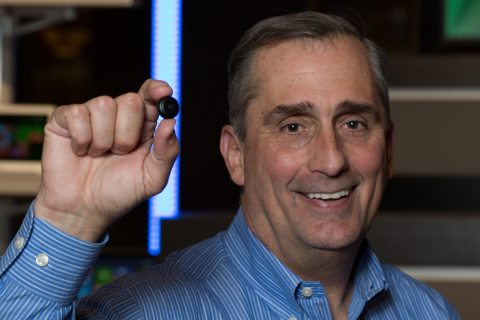 Intel CEO Brian Krzanich unveils the Intel Curie module at CES 2015. (Photo: Business Wire)