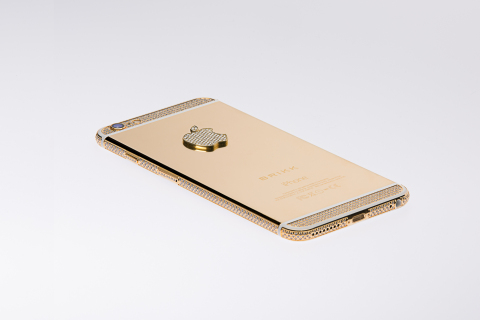 Lux iPhone 6 Plus Diamond Select with 12.8 carats of diamonds in 24k yellow gold. (Photo: Business Wire)