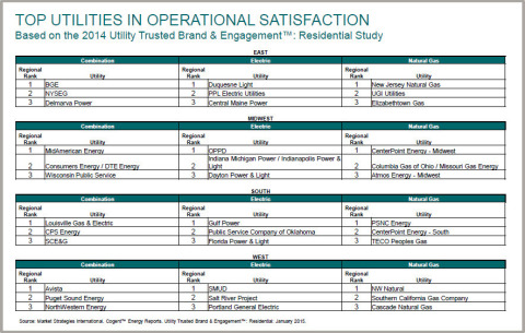 Top utilities in operational satisfaction (Graphic: Business Wire)