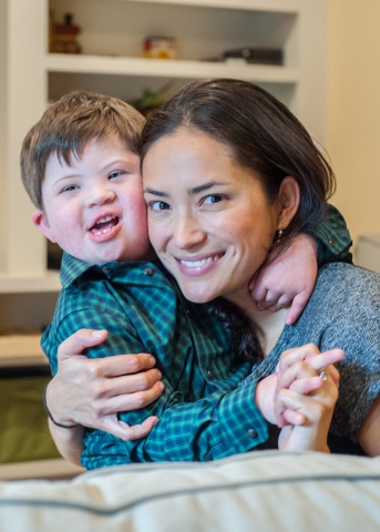 Joshua Copen and his mom, Iara Peng, are grateful that Kay Chang, MD, pediatric otolaryngologist and otologic surgeon at Lucile Packard Children’s Hospital Stanford and Stanford Children’s Health, passionately advocated cochlear implants for Joshua. (Photo: Business Wire)