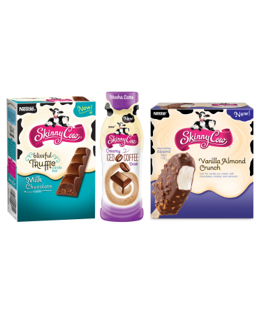 Just in time for Galentine's Day, the Skinny Cow brand has launched nine impossibly good products across its 2015 portfolio of ice creams, candies and, for the first time ever, iced coffee. Three new Creamy Iced Coffee Drinks, two new Blissful Truffle Candy Bars, three new Chocolate Dipped Ice Cream Bars and one new Ice Cream Candy Bar flavor are joining a family of impossibly indulgent, ridiculously sensible products. (Photo: Business Wire)