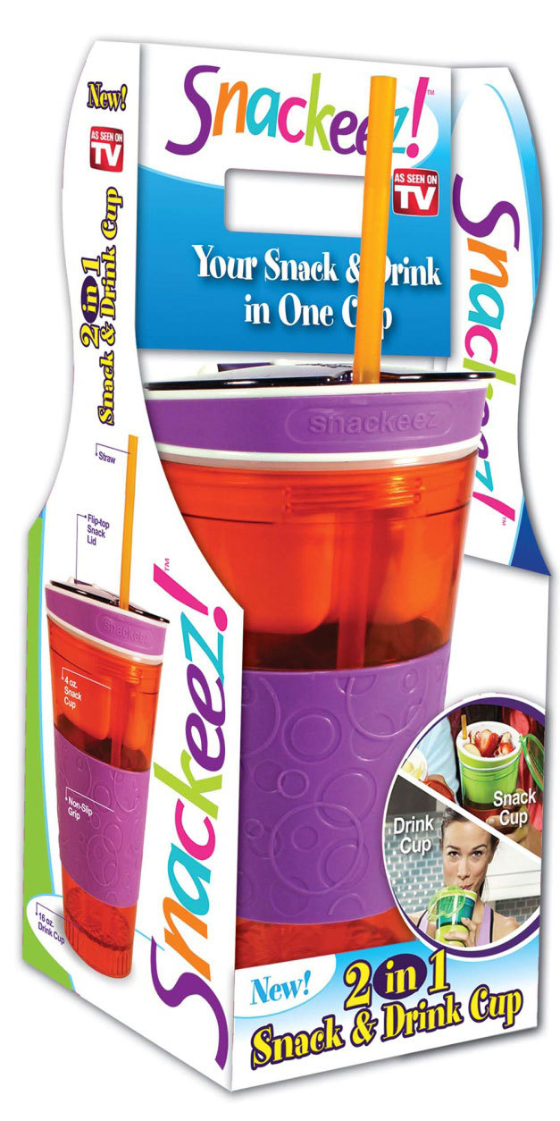 Snackeez Cup 2 In 1 Snack And Drink Cup 16oz Cup With 4 oz Snack