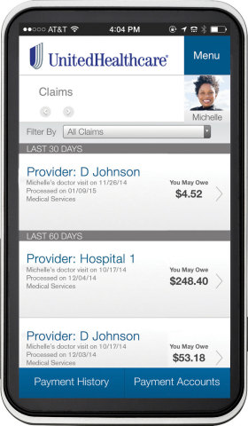 The Health4Me app from UnitedHealthcare now enables consumers to more conveniently monitor and understand their medical bills (Graphic: UnitedHealthcare).