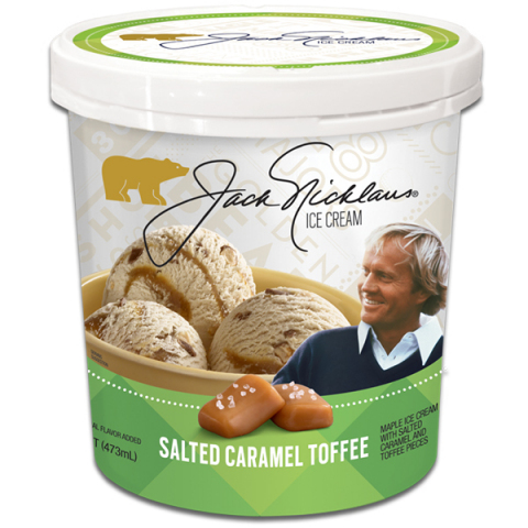 Salted Caramel Toffee, one of the seven rich and creamy varieties in the new line of Jack Nicklaus premium ice cream. (Photo: Business Wire)