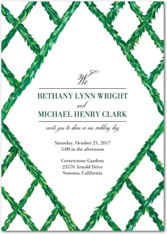Natural Lattice wedding invitation by Mindy Weiss for Wedding Paper Divas (Graphic: Business Wire)