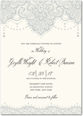 Lasting Lace wedding invitation by Mindy Weiss for Wedding Paper Divas (Graphic: Business Wire)