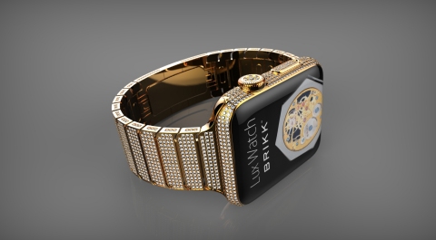Apple Watch: Brikk Lux Watch Omni in 24k yellow gold with 12.3 carats of diamonds. (Photo: Business Wire)