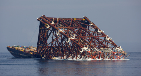 The jacket installation calls for highly specialized engineering by McDermott to simulate the expected behavior of the structure during launch to ensure a safe and successful operation. (Photo: Business Wire)