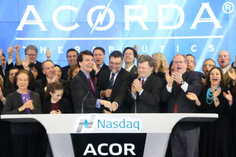 Acorda Therapeutics ringing the opening bell at the NASDAQ Stock Exchange, March 16, 2015 (Photo: Business Wire)