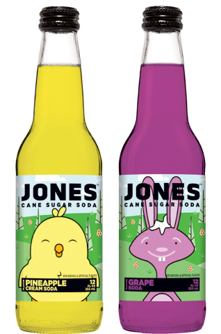 Jones Soda's Limited Edition Spring & Easter Bottles - Pineapple Cream & Grape (Graphic: Business Wire)