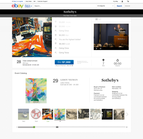 eBay and Sotheby's Live Auction platform - Bid Console (Graphic: Business Wire)