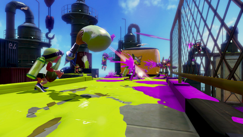 Splatoon's main online mode is Turf War, in which players with broadband Internet access can compete head-to-head in four-on-four teams to try to cover as much territory as possible in their team's ink. (Photo: Business Wire)