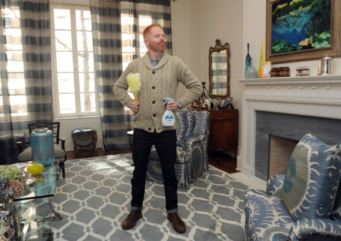 Jesse Tyler Ferguson partners with Swiffer, Febreze and The Asthma and Allergy Foundation of America (AAFA) to help reduce inanimate allergens while spring cleaning, Monday, March 23, 2015, in New York. Select Swiffer and Febreze products are now Certified asthma & allergy friendly by AAFA. (Photo by Diane Bondareff/Invision for Procter & Gamble/AP Images)