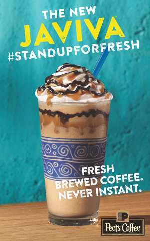 Peet's Javiva launches today in all Peet's Coffee stores nationwide. Also, Peet's announces its new "Stand Up for Fresh" campaign rallying coffee fans everywhere to demand fresh brewed coffee. #standupforfresh (Graphic: Business Wire)