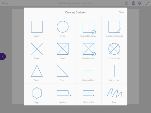 Natural Drawing Gestures: Comp CC uses simple drawing gestures to allow users to intuitively layout shapes, and add text and images. (Graphic: Business Wire)