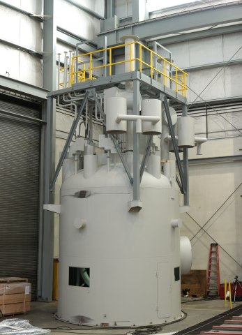 NuScale Power’s upper module mockup includes the top assembly of the NuScale Power Module down to the elevation of the reactor vessel head. (Photo: Business Wire)