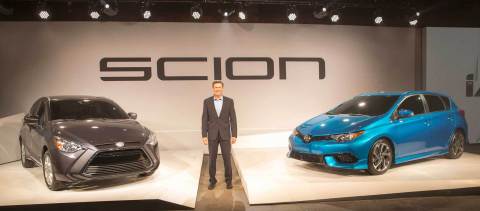 Scion Group Vice President Doug Murtha introduces the all new Scion iM and the iA during the New York Auto Show, Tuesday, March 31, 2015, in New York. (Photo: Joe Polimeni/Scion)