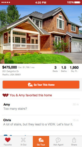 Redfin Shared Search enables people who are buying a house together to share and comment on their favorite homes. (Business Wire: Graphic)