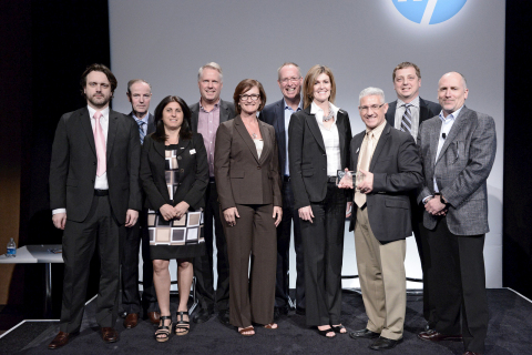 Avnet recognized with an HP PartnerOne Award for Growth Distributor of the Year Canada, HP Enterprise Group at the 2015 HP Global Partner Conference. From left to right are: Dragan Drasko (Avnet), Ron Fuller (HP), Debbie Naumus (Avnet), Roy Rivers (Avnet), Ivanka Grottoli (Avnet), Chris Champagne (HP), Michelle Bates (HP), Dave Camposarcone (Avnet), Brian Aebig (Avnet), and John Dathan (HP). (Photo: Business Wire)