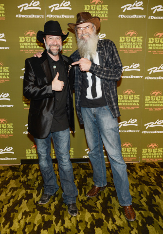 Jesse Lenat and Uncle Si Celebrate DUCK COMMANDER MUSICAL World Premiere at Rio Las Vegas 4.15.15 - Credit Denise Truscello