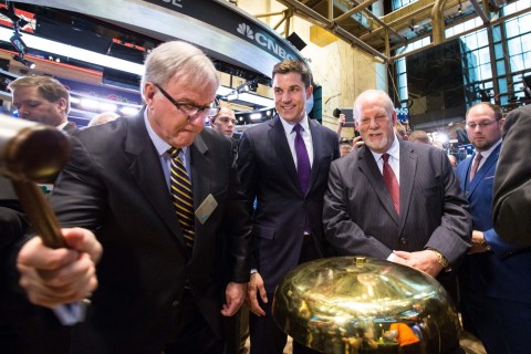 Party City CEO James M. Harrison rings the NYSE First Trade Bell following the first trade of NYSE:PRTY (Photo: Business Wire)