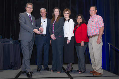 Left to right: Bill Gravell, Jr., Justice of the Peace, Pct. 3; Bruce Graham, Tyler's Courts & Justice Division President; Andrea Schiele, Customer Service Administrator; Melissa Goins, Chief of Staff; Alvina Galvan, Criminal Court Administrator; and Otis Coufal, Director of Administrative IT Services. (Photo: Business Wire)