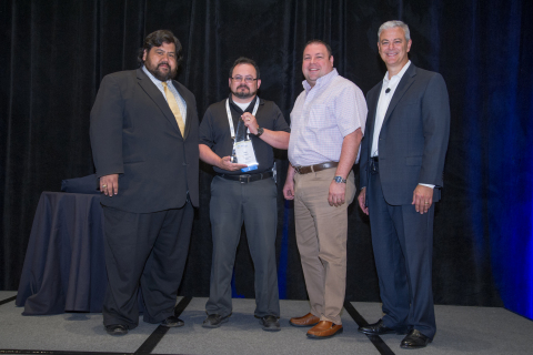 Left to right: Dan Sanchez, Pct. 4 Commissioner; Joe Reyes, CIO; Arnold Flores, Director of Administrative Services; Bruce Graham, Tyler's Courts & Justice Division President. (Photo: Business Wire)