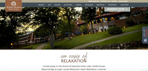 Award-winning Heidel House Resort & Spa website (Graphic: Business Wire)