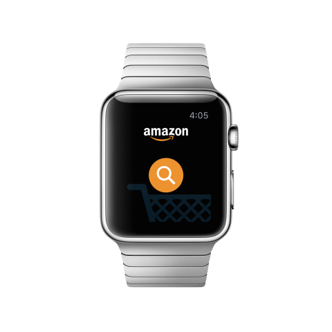 Amazon customers with an Apple Watch can simply tap the Amazon shopping app on the watch to purchase items in seconds, or save an idea for later. (Graphic: Business Wire)