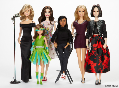 Barbie® recognizes six Sheroes, female heroes who inspire girls by breaking boundaries and expanding possibilities for women everywhere. These extraordinary role models that include Trisha Yearwood, Sydney “Mayhem” Keiser, Emmy Rossum, Ava DuVernay, Kristin Chenoweth and Eva Chen have been honored with a one-of-a-kind doll in their likeness (from left to right).  (Photo: Business Wire) 