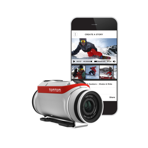 TomTom today launches the all new TomTom Bandit Action Camera which makes editing and sharing videos quick and easy. Instead of spending hours downloading and sorting through footage, users can now create an exciting edit and share it within moments of the action. Now every hero can share his or her skills. (Photo: Business Wire)