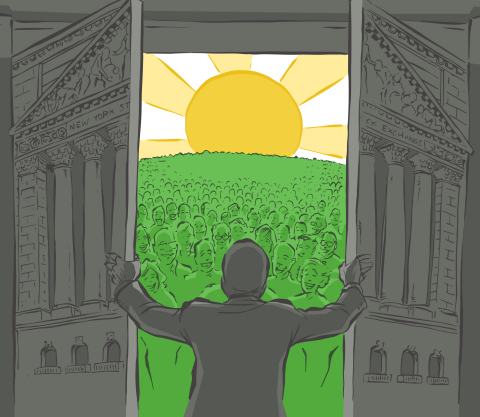 On May 1, 1975, the SEC deregulated brokerage commissions and, through new competition, the doors of Wall Street slowly opened to Main Street investors. Illustration: Neal Obermeyer