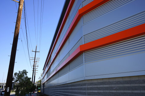Public Storage's newest self-storage location changes the landscape in an industrial neighborhood in Glendale, Calif., with the company's trademark orange visible from the 134 Freeway. (Photo: Business Wire)