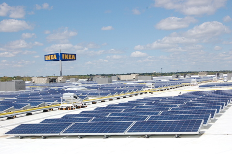 IKEA, the world’s leading home furnishings retailer, today announced it had officially plugged-in Kansas’ largest rooftop solar array, atop the recently opened IKEA Merriam. (Photo: Business Wire)