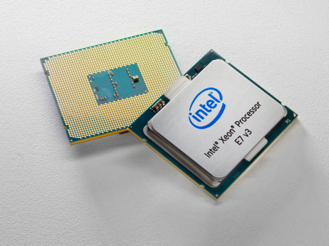 Intel Xeon Processor E7 v3 CPU package top and bottom (Photo: Business Wire)