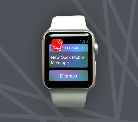 Spok Mobile(R) message arrives on the Apple Watch(TM) (Photo: Business Wire)