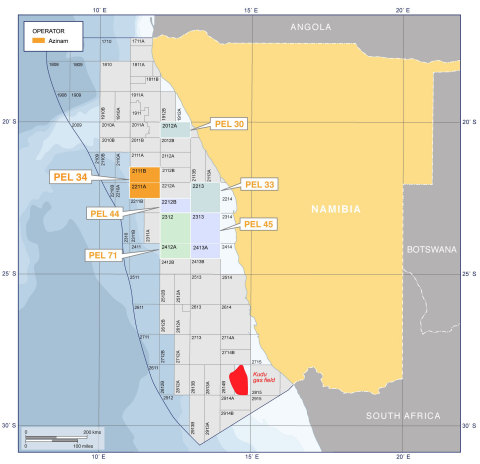 Map: AziNam Exploration Licences Offshore Namibia (Photo: Business Wire)