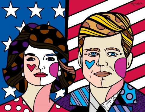 The Sotheby's Contemporary Day Sale auctioned an original painting created by Romero Britto honoring President Kennedy and First Lady Jacqueline titled, "American Dream." (Graphic: Business Wire)