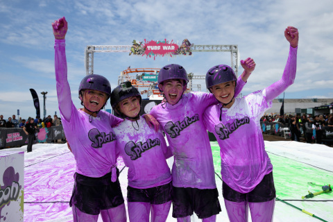 In this photo provided by Nintendo of America, celebrities Alli Simpson, Willow Shields, Dylan Riley Snyder and Veronica Dunne team up to celebrate the launch of Splatoon, Nintendo's colorful new action shooter launching exclusively for Wii U on May 29, 2015.