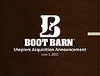 Boot Barn: Sheplers Acquisition Announcement