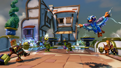 Storm Blade, a fearless Skylander SuperCharger daredevil with an unquenchable thirst for adventure, swoops in on enemies in Skylanders SuperChargers on Sept. 20. (Graphic: Business Wire)